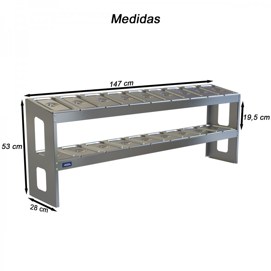 Condimentadora Pizzarola De Mesa 18 Cubas 2 Níveis - Aisa